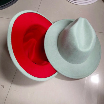 Sombreros Fedora Hat Dual Color Classic Jazz Hat Soft Fedora Hat Classic Men's and Women's Blue Jazz sombreros