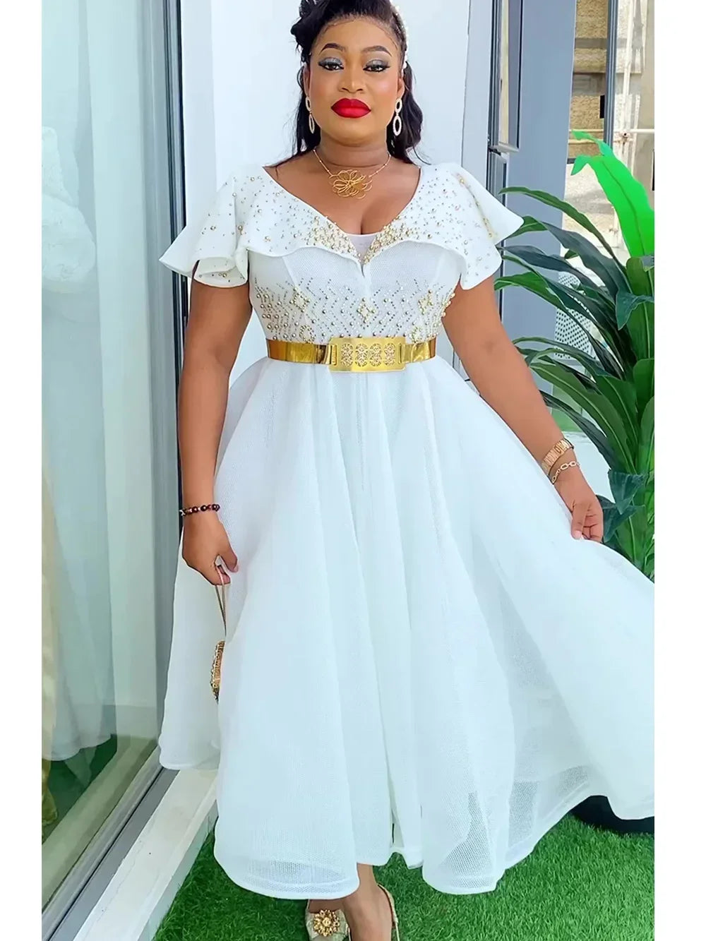 Plus Size African Wedding Party Dresses for Women 2024 New Dashiki Ankara Evening Gown Elegant Turkey Outfit Robe Africa Clothes