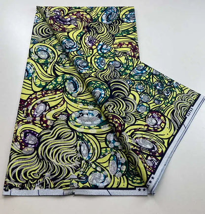 New Ankara Glitter Golden Wax Soft Flash Gold Print Batik High Quality Pagne Purple Women Tissus African Grand Golden Wax Fabric