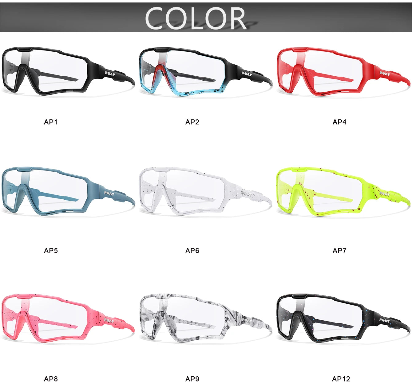 POAT Brand Men Women MTB Bike Bicycle Photochromic Eyewear Cycling Fishing Running Glasses New Style Sunglasses Sports