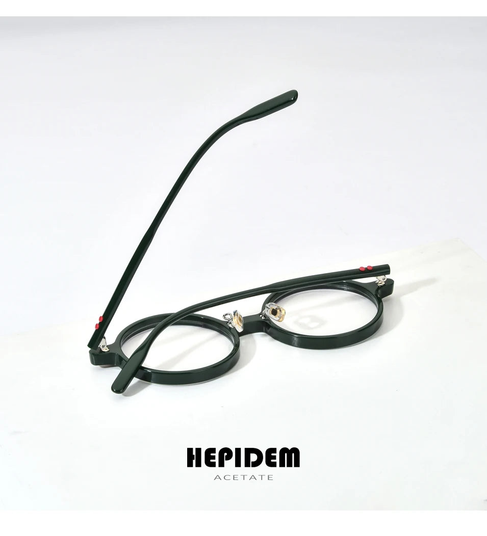 FONEX HEPIDEM Acetate Eyeglasses Frame Men 2025 New Small Round Brand Design Glasses Women Retro Vintage Eyewear Spectacles 9341