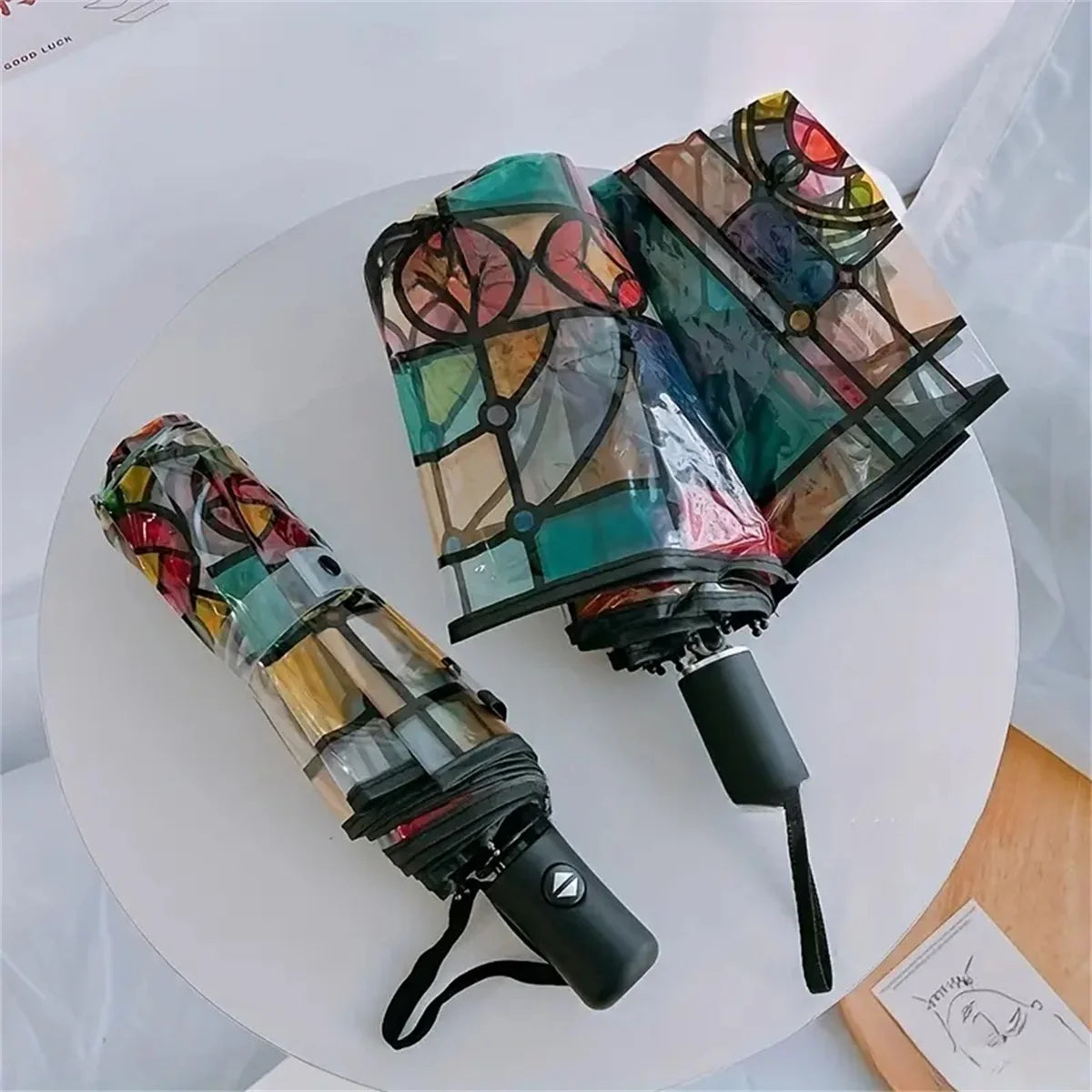 1 Piece of Transparent Glass Window Grille Pattern Pvc Material, Windproof, Waterproof and Rainproof, Suitable for Commuting to Take Photos, Available in a Variety of Styles, Available for Men and Women