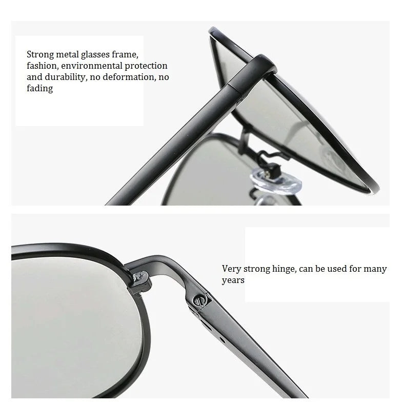 Luxury Photochromic Pilot Polarized Sunglasses Men Women Driving Chameleon Sun Glasses Change Color Day And Night Eyewear