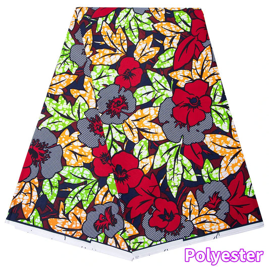 Veritablewax Fan Pattern African Fabric By the Yard Polyester Material For Handsewing High Quality Cloth for Party Dress A-27