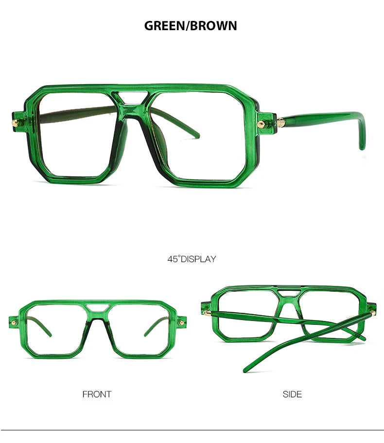 KOCOLIOR Men's Retro Fashion Double Beam Reading Glasses Brand Design Anti Blue Light Photochromic Presbyopia Glasses +0 to +6.0