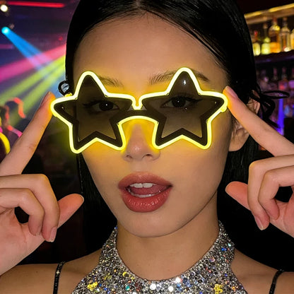 Cool glowing star shape glasses Led Light Up Star Glasses Glow In The Dark glasses for nightclub Birthday wedding party supplies