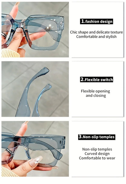 New style New style Vintage Glasses Square Full Rim Spectacles Unisex, Anti-Reflective Coating, Fashionable Transparent Lenses