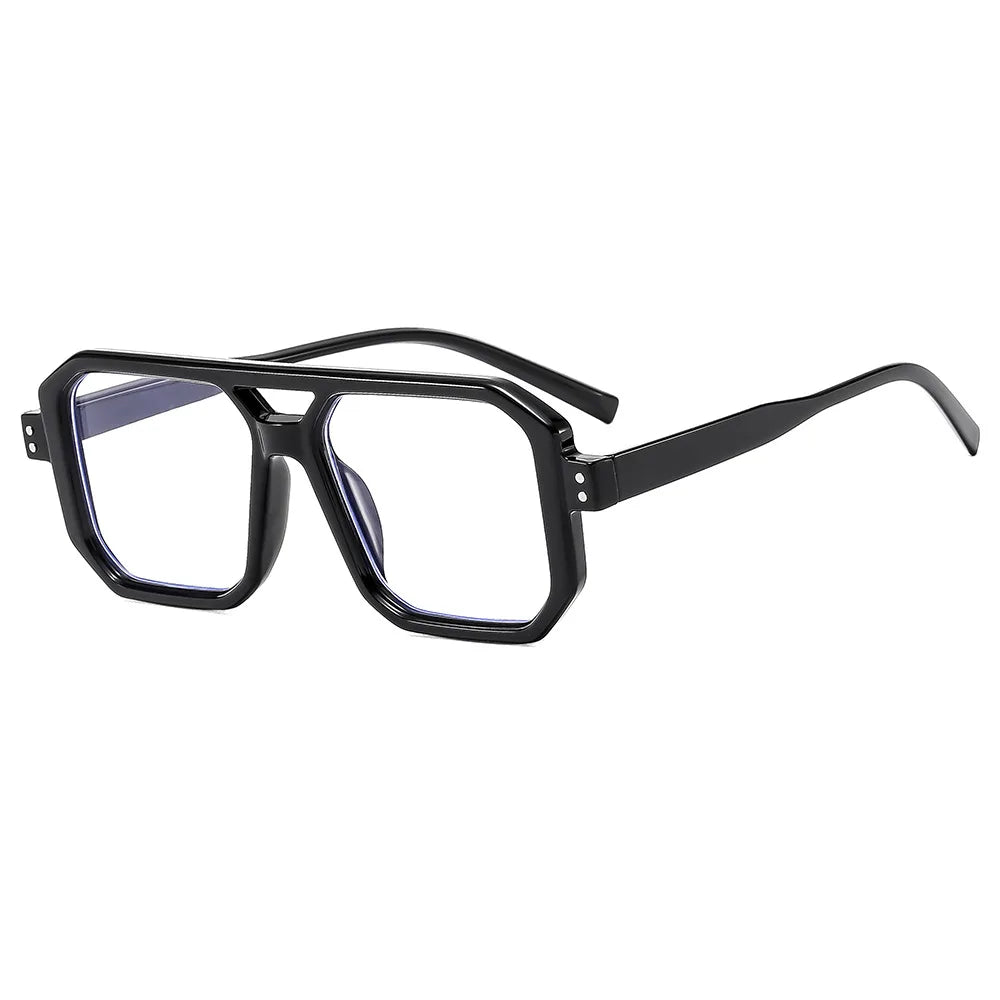 Brand Men Square Black grey Frame Reading Glasses Fashion Women Double Bridge Rice Nail Anti Blue Light Presbyopia Glasses +2 +5