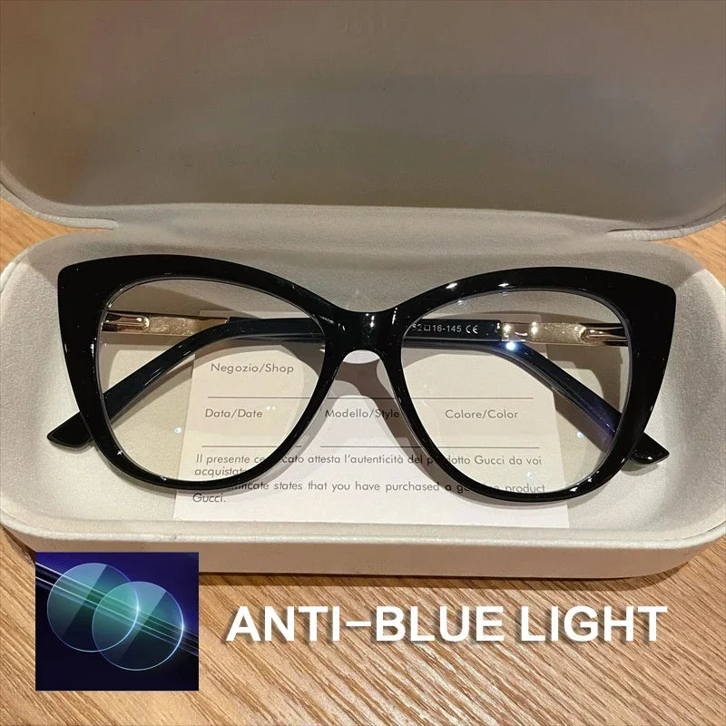 EYORA Fashionable Full Rim Cat Eye Reading Glasses Women Anti Blue Ray or Photochromic Progressive Prescription Optical Eyewear