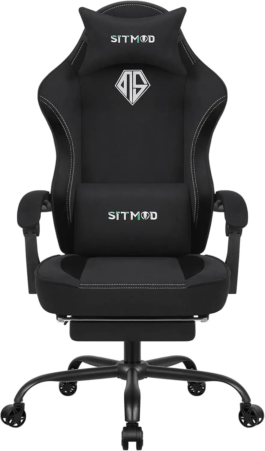 Gaming Chair, Video Game Chairs for Adults with Footrest High Back Headrest Lumbar Support Fabric Office Computer Desk Chair