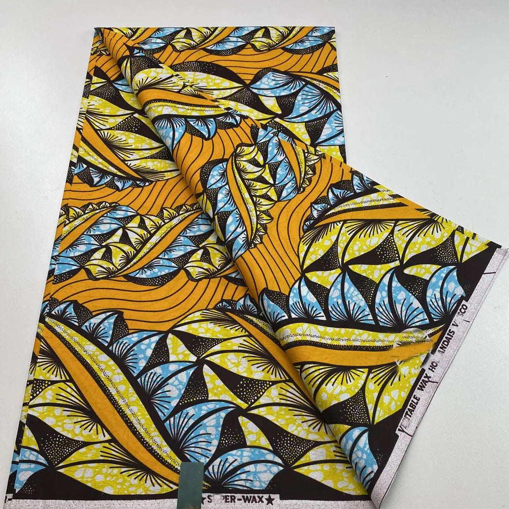 New Super Tissu Ankara Good Real Prints African Wax Fabric Soft Pagne Cotton Material Kente 6YARDS Stuff Blue Batik For Sew