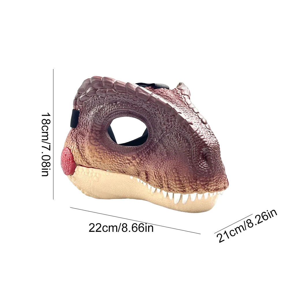 Halloween Moving Jaw Dino Mask with Dinosaur Scream 3D Dinosaur Claws Lifelike Dinosaur Mask Headwear for Carnival Party Decor