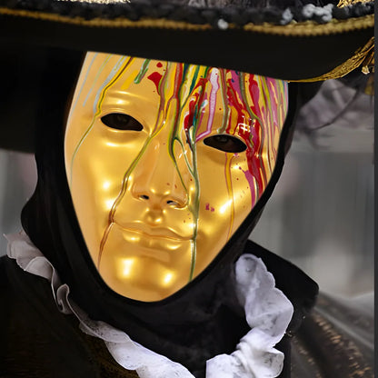 Carnival Mask Party Golden Color Masquerade Cosplay Mask Halloween Daily Role-playing Performance Dress-up Props