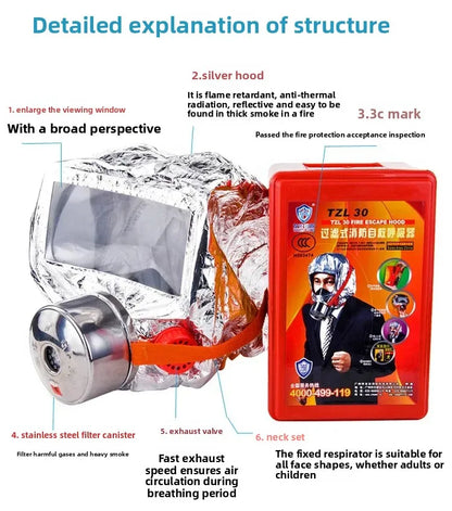 Fire Escape Mask Hotel Smoke Mask Tzl30 Filter Self-Rescue Re spirator Fire Escape Ma sk