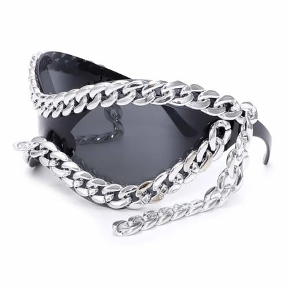 Luxury designer Trendy Metal Chain Frame Women Sunglasses 2000s All Matching Cool SunGlasses UV400 Lenses Eyewear Punk glasses