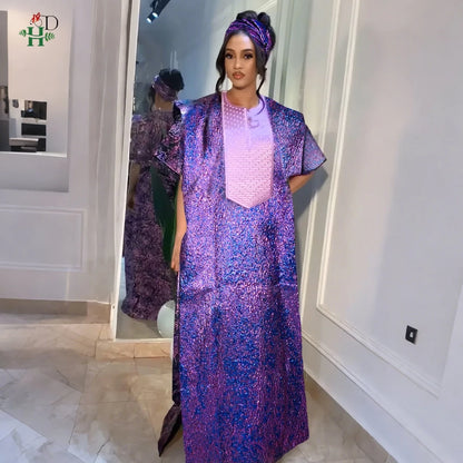 2025 New African Clothes For Women Kaftan Dress Fashion Party Dress Vintage Summer Gown Casual Vestidos Muslim Robe BouBou