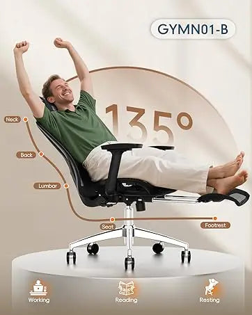 Ergonomic Office Chair, High Back Home Desk Chair with Headrest, Flip-Up Arms, 90-120° Tilt Lock and Wide Cushion
