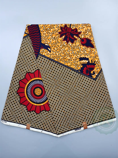 Dutch Hollandais Printed Fabric for African Classical Dress Veritable Real Wax Guaranteed 100% Cotton 6 Yards