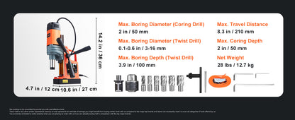 SucceBuy 1300W 1400W 2" Electric Drilling Machine Magnetic Drill Press Boring Diameter Power Drill 810 PRM Drill