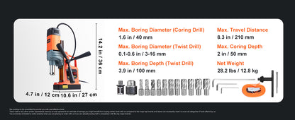 SucceBuy 1300W 1400W 2" Electric Drilling Machine Magnetic Drill Press Boring Diameter Power Drill 810 PRM Drill