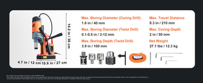 SucceBuy 1300W 1400W 2" Electric Drilling Machine Magnetic Drill Press Boring Diameter Power Drill 810 PRM Drill