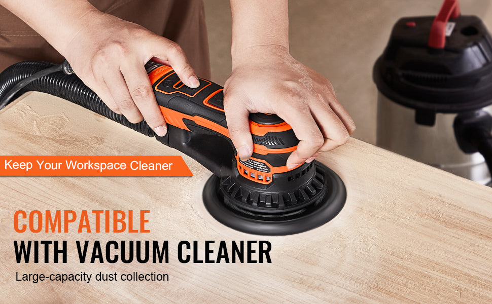 SucceBuy Random Orbital Sander 350W Brushless 10000 PRM 6 Variable Speed Electric Orbital Sander for Woodworking Detail Sanding